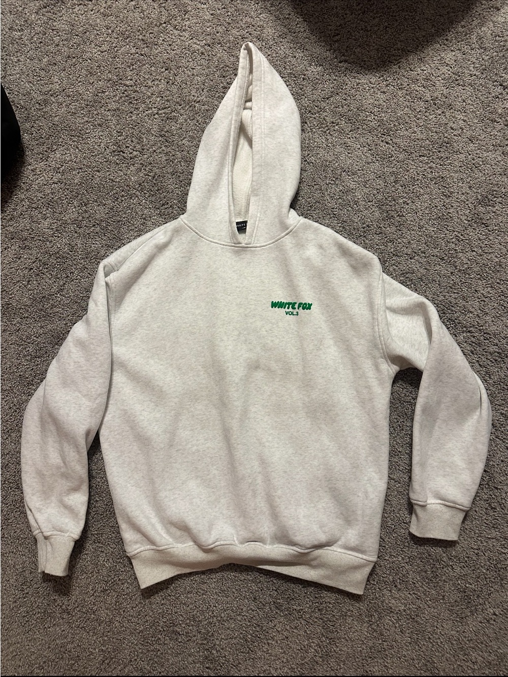 White Fox Light Gray Hoodie with Green Logo